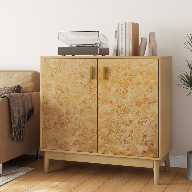 Buffetschrank im Landhausstil mit Massivholzbeinen & verstellbaren Regalen – Deko Schrank für Wohnzimmer, Flur & Eingangsbereich
