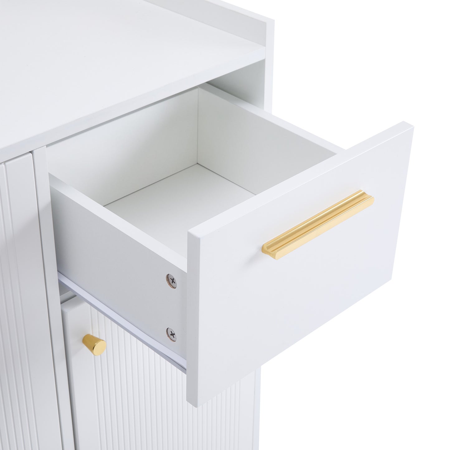 Schuhschrank, Schuhregal mit 2 Schubladen und 4 Türen, Metallfüße, weiß
