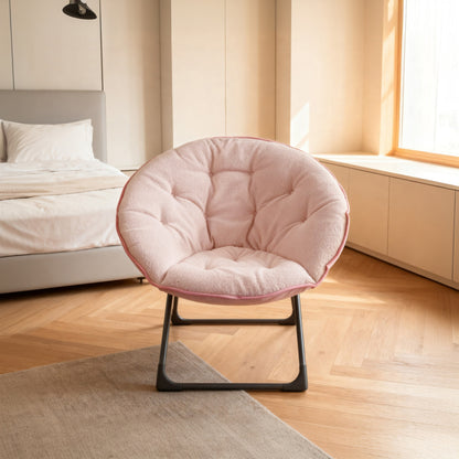 Klappbarer Moon Chair Schafwolle-Bezug, XXL, Traglast 110 kg, Platzsparend, Rose