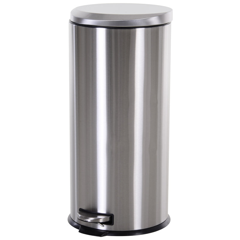 Treteimer 30L Abfalleimer mit Inneneimer und Soft Schließen aus Edelstahl Silber Ø29,2xH62,5 cm für Küche & Büro