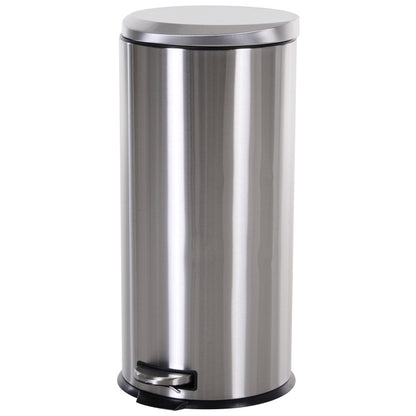 Treteimer 30L Abfalleimer mit Inneneimer und Soft Schließen aus Edelstahl Silber Ø29,2xH62,5 cm für Küche & Büro