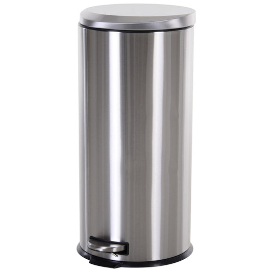 Treteimer 30L Abfalleimer mit Inneneimer und Soft Schließen aus Edelstahl Silber Ø29,2xH62,5 cm für Küche & Büro