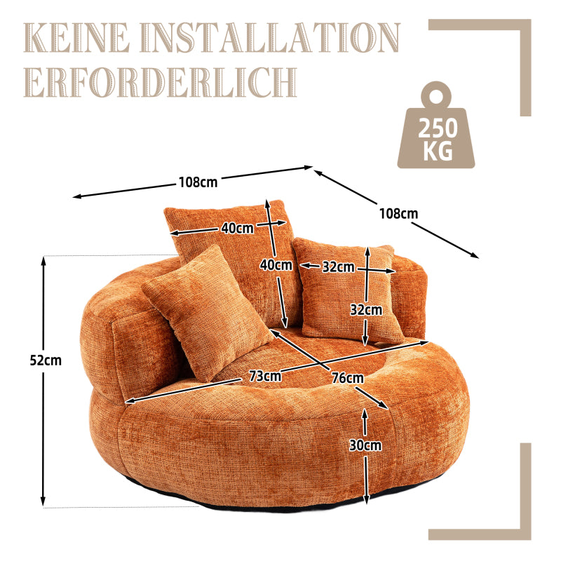 Lazy Sofa Durable Komfort Lounger hohen Rücken Sitzsack Stuhl Couch mit drei Kissen für Erwachsene und Kinder, Indoor & Outdoor, Single Gaming Sofa Stuhl für Schlafzimmer, Büro (Orange Chenille)