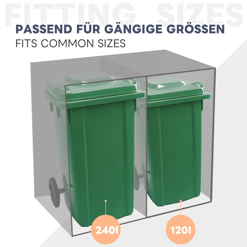 Mülltonnenbox 2er mit Pflanzdach, 120-240 Liter, Anthrazit  Tür in Holzoptik inkl. Erweiterungsmöglichkeit ,Aufbewahrungsbox für Mülltonnen, Müllbox (Das Produkt enthält keinen eingebauten Mülleimer)