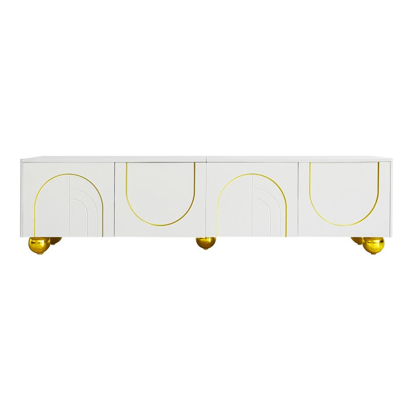 Moderner weiß TV-Schrank – 175 x 38 x 56 cm, verstellbare Einlegeplatten, Leichte Lowboard-TV-Möbel im Luxusstil