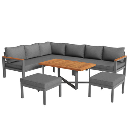 Gartenlounge-Set für 7-8 Personen, Gartenmöbel, Gartenmöbel Set für Garten, Balkon, Terrasse, wetterfest Sitzgruppe Essgruppe, Moderne Gartengarnitur,Gartenmöbelset mit Gestell aus verzinktem Eisen