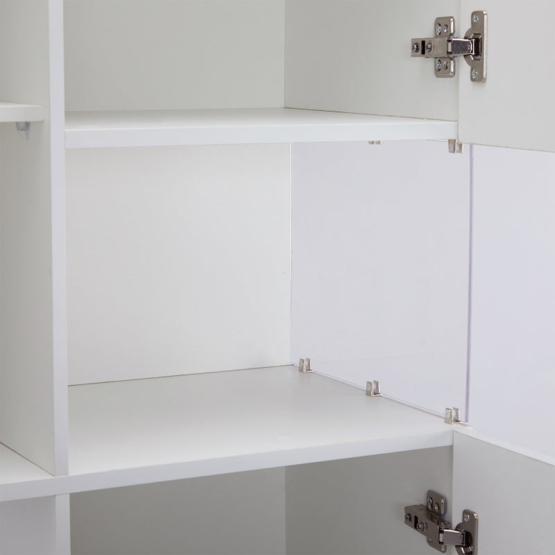 Vitrine mit LED-Beleuchtung, Hochschrank mit transparentes Acryl, für Wohnzimmer Büro Küche, offene Lagerung, Weiß
