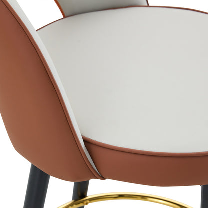 360° drehbarer Barstuhl. Hellgraue und braune Plätze Kissen, PU-Material, bequeme Padded Bar Stuhl, Eine Box von 2 Packungen.