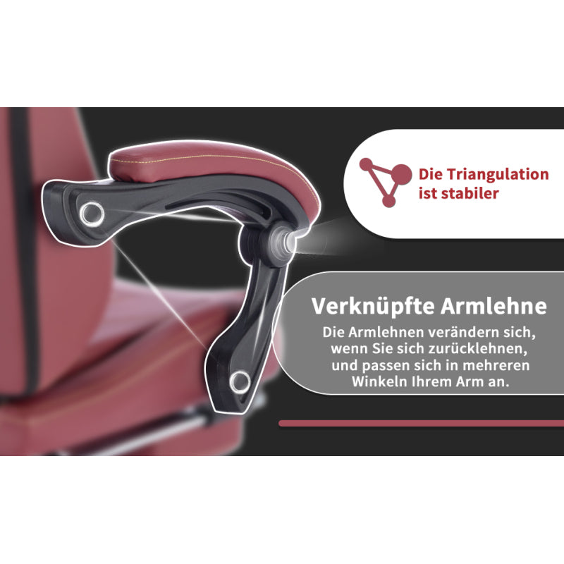 Gaming Stuhl Computerstuhl Ergonomischer Gaming Chair mit Fußstütze Bürostuhl Ergonomischer Computerstuhl mit Lendenwirbelstütze Rot