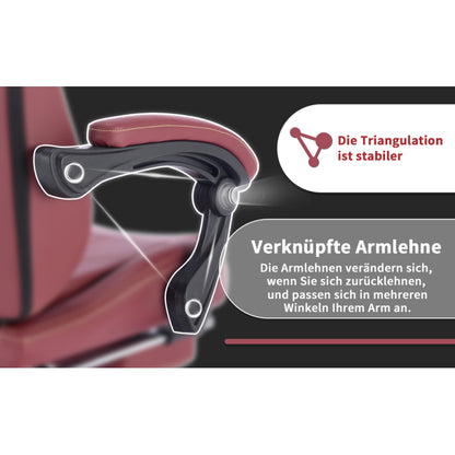 Gaming Stuhl Computerstuhl Ergonomischer Gaming Chair mit Fußstütze Bürostuhl Ergonomischer Computerstuhl mit Lendenwirbelstütze Rot