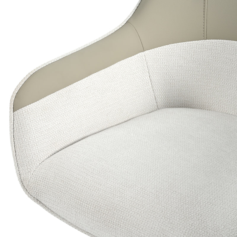 2 Drehbare Essstühle mit Kunstleder-Stoff-Kombination, hoch gepolstert, mit höhenverstellbaren Füßen, beige, perfekt für Küche und Esszimmer (Beige)