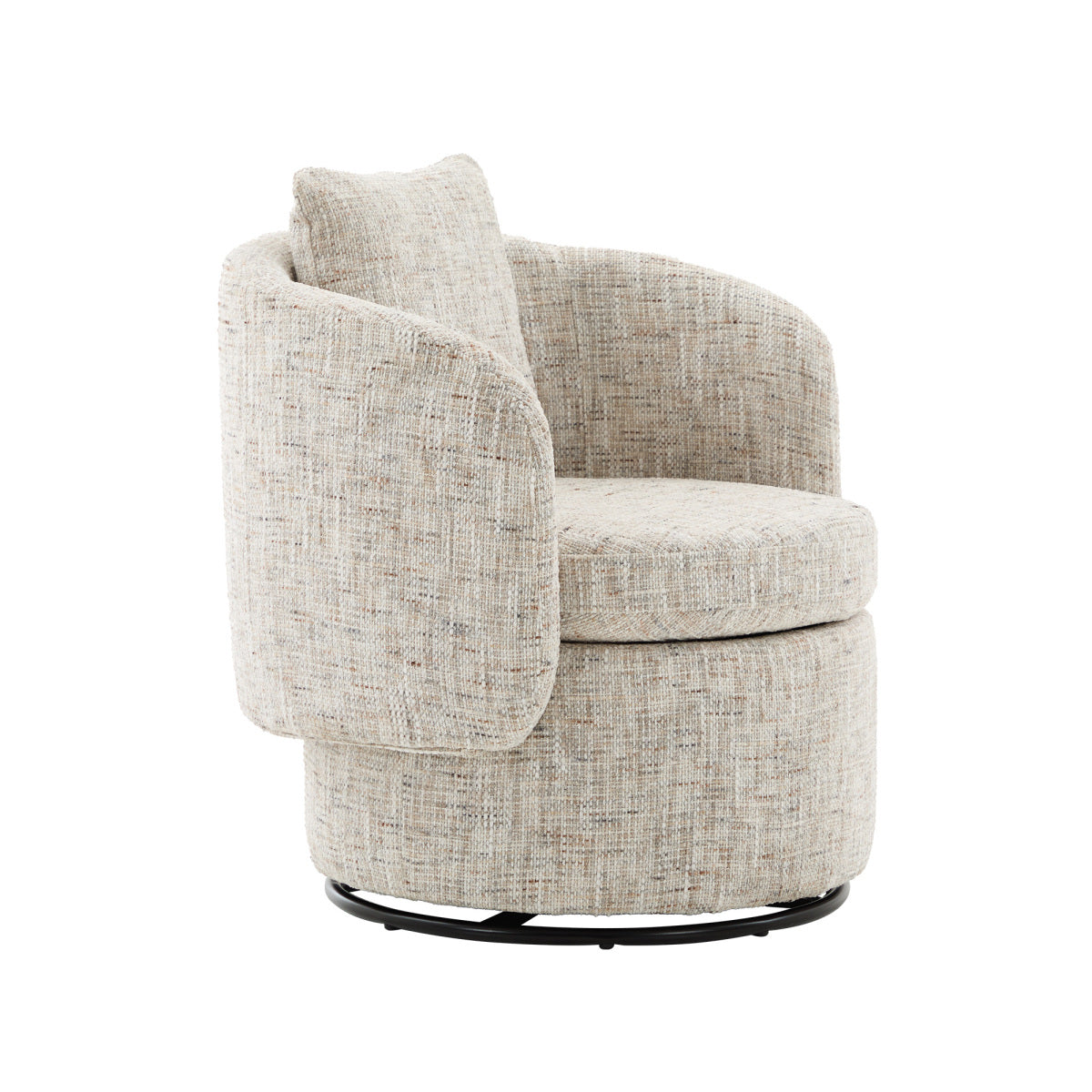 360° Drehsessel Chenille (Ivory) – Modern, Rund & Bequem für Leseecke, Wohnzimmer