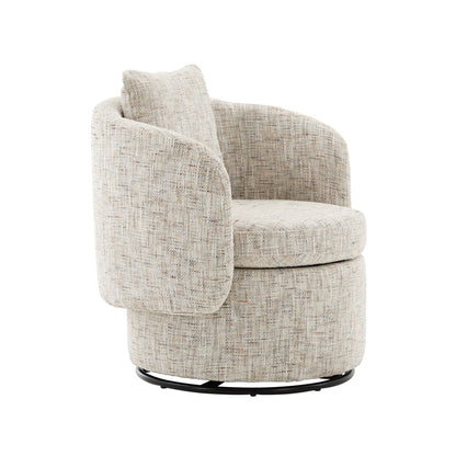 360° Drehsessel Chenille (Ivory) – Modern, Rund & Bequem für Leseecke, Wohnzimmer