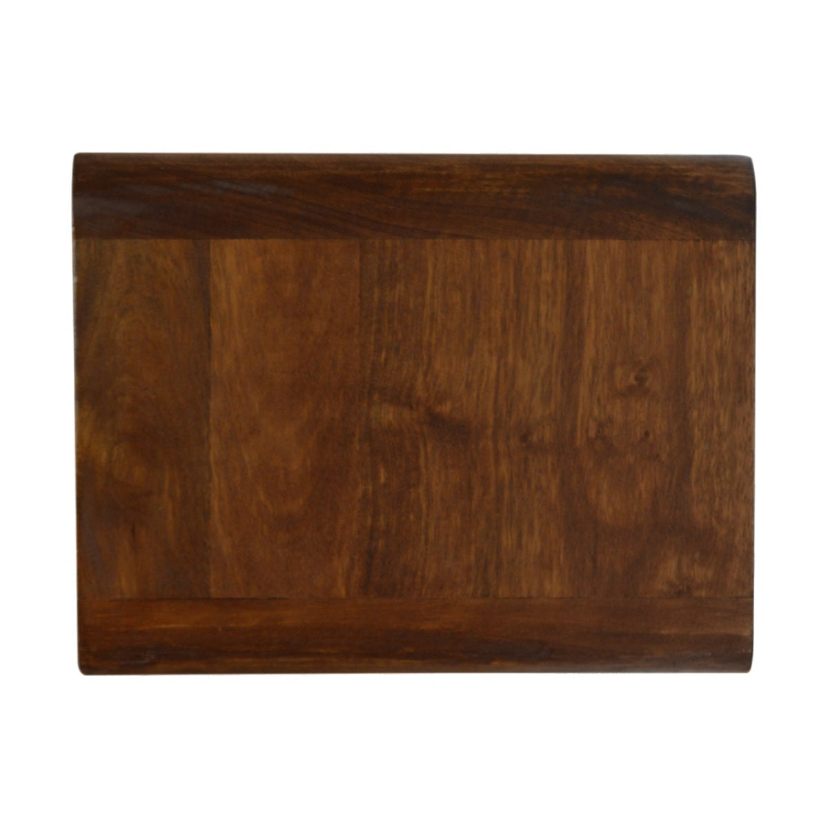 Schwebender Nachttisch aus massivem Mangoholz – Kastanienbraun, Curved Design, 2 Schubladen, Handgefertigt, Wandmontage, 45x32x25 cm