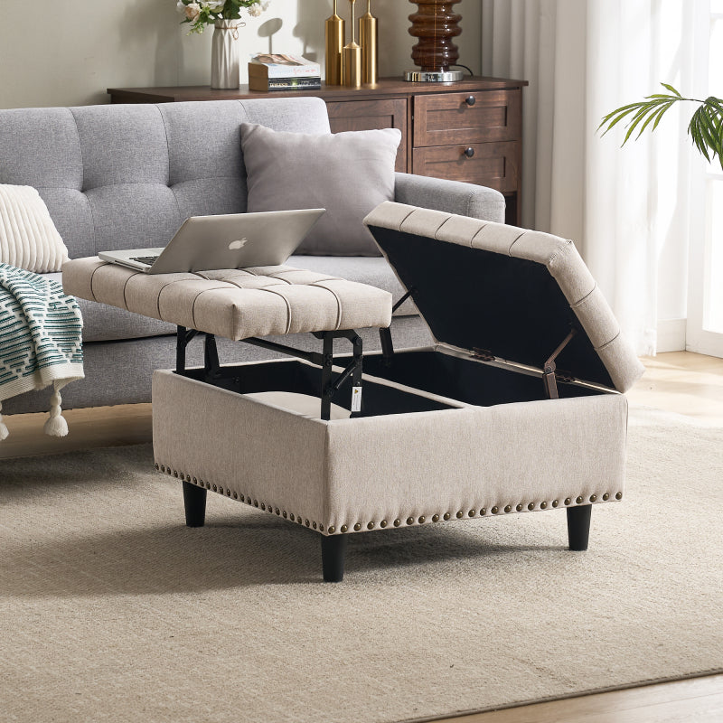 Großer quadratischer Aufbewahrungsstuhl, anhebbare Bank mit Stauraum, geeignet für Wohnzimmer Schlafzimmer Arbeitszimmer gepolsterte Aufbewahrungsbox(Black PU)