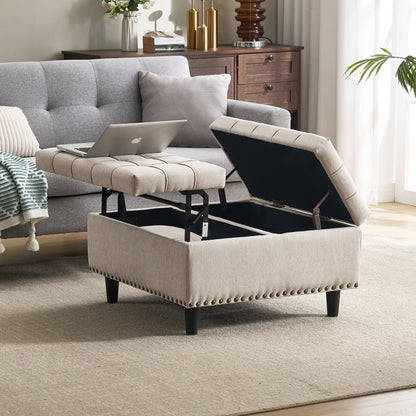 Großer quadratischer Aufbewahrungsstuhl, anhebbare Bank mit Stauraum, geeignet für Wohnzimmer Schlafzimmer Arbeitszimmer gepolsterte Aufbewahrungsbox(Black PU)