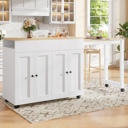 Ausziehbarer Bartisch 118-180cm, Stehtisch mit 6 Ablagefächern, Weiß