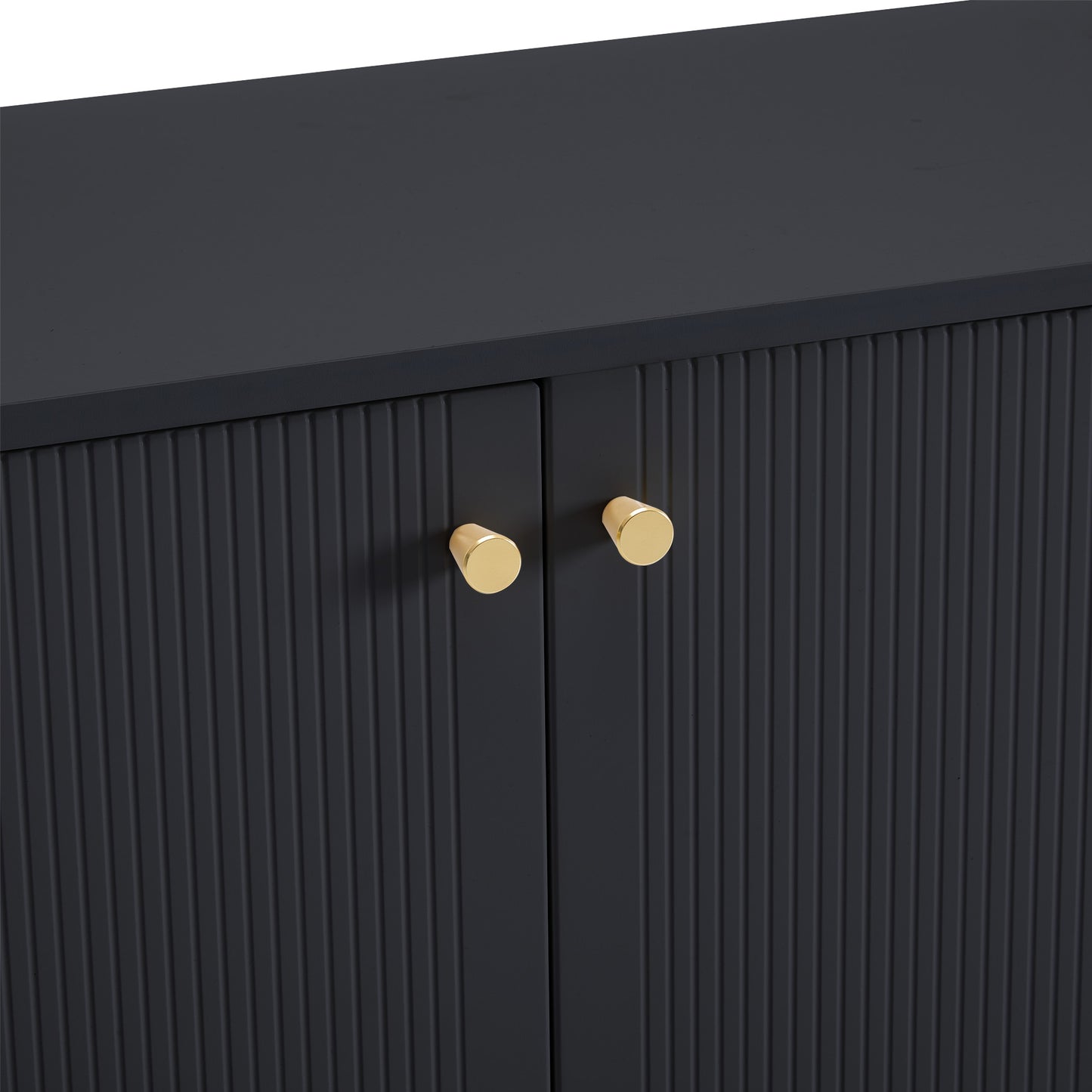 Schuhschrank, Schuhregal mit 2 Schubladen und 4 Türen, Metallfüße, schwarz