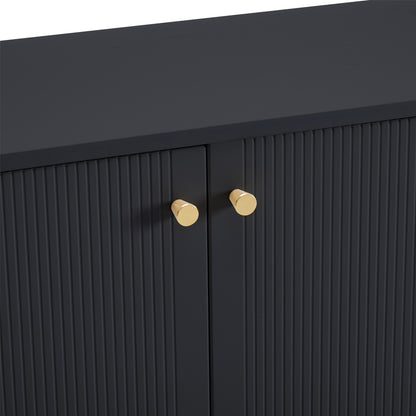 Schuhschrank, Schuhregal mit 2 Schubladen und 4 Türen, Metallfüße, schwarz