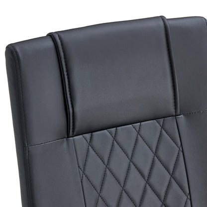 Nordischer Stil schwarzer PU Stuhl (vier Ränge in einem Paket) - Rückenlehne mit diamantförmigem Gitternäht Design, glänzend goldene Metallbeine