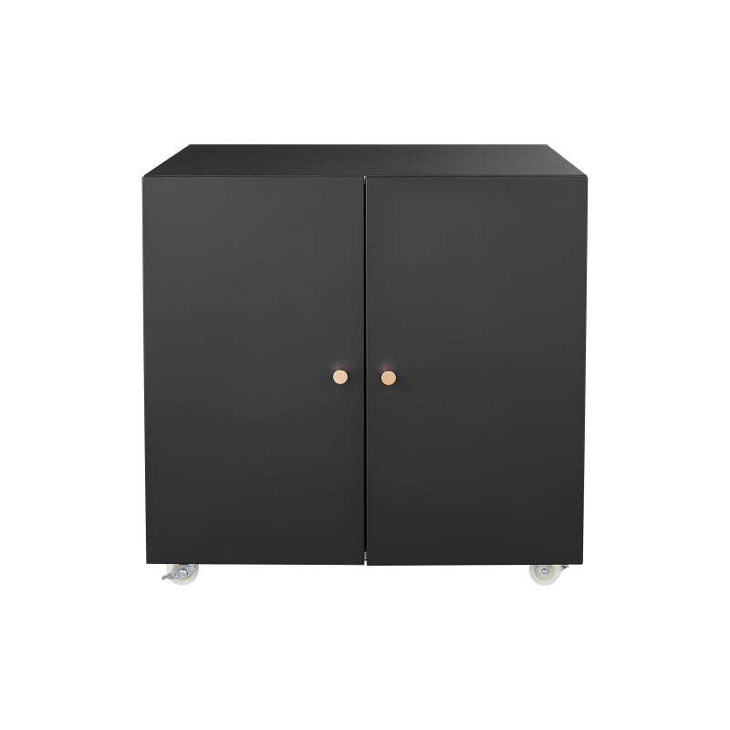 Metal Printer Stand with Storage Mobile Printer Tables for Small Spaces with Door Adjustable Shelf File Cabinet on Wheels for Home Office (Black)