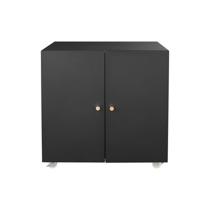 Metal Printer Stand with Storage Mobile Printer Tables for Small Spaces with Door Adjustable Shelf File Cabinet on Wheels for Home Office (Black)