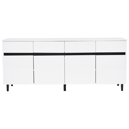 Hochglanz Sideboard, Kommoden,Highboard, Schubladenkommoden mit 4 Schubladen2 Türen und höhenverstellbaren Regalböden, weiß