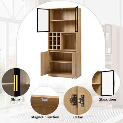 Badezimmerschrank,Spirituosenschrank,Vitrine Vitrinenschrank mit Glastüren und Beleuchtung 180 CM
