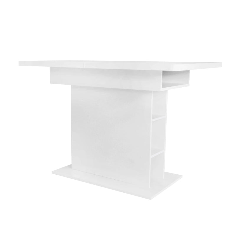 Ausziehbarer Esstisch, L110/130*W70*H75, Esstisch mit Stauraum, Weiss