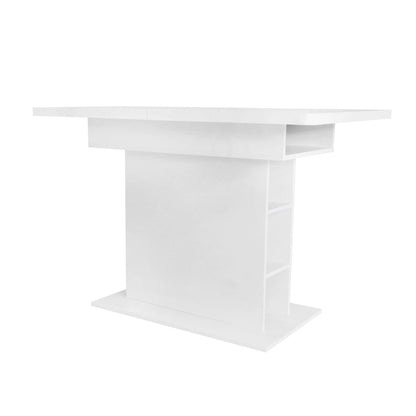 Ausziehbarer Esstisch, L110/130*W70*H75, Esstisch mit Stauraum, Weiss
