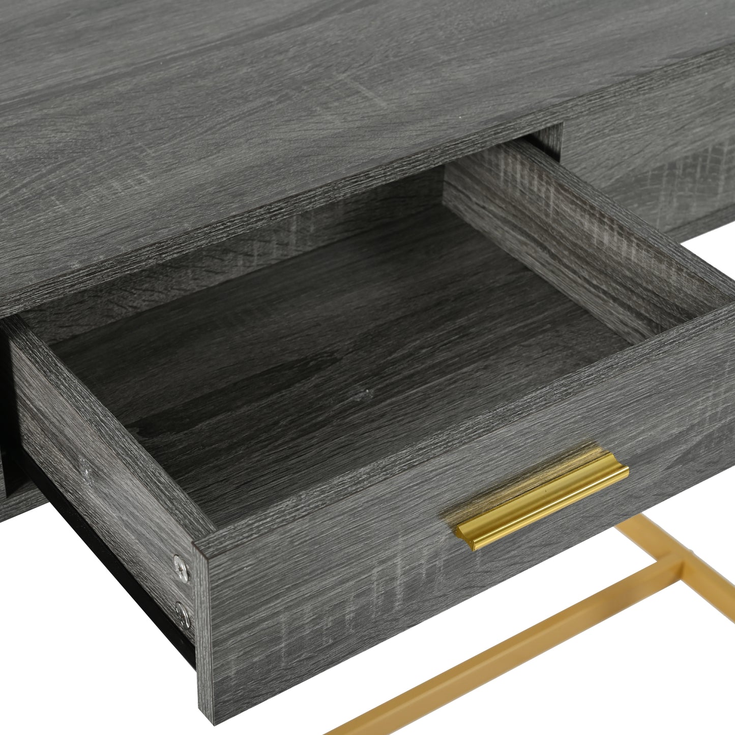 Konsolentisch,Flurtisch mit 2 Schublade ,Leichter Luxus-Stil Beistelltisch, Grau/Gold