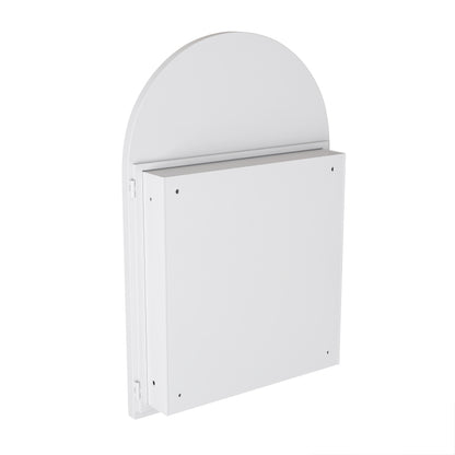 Stylish Arched Mirror Cabinet, Recessed Medicine Cabinet, Wall Cabinet with Metal Framed, Mirror and Adjustable Shelves, Mirror Cabinet with Storage for Bathroom, Living Room and Bedroom, White