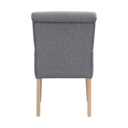 Esszimmerstuhl aus Leinen, 2er-Set, Küchenstuhl, Wohnzimmer-Loungesessel, Grau