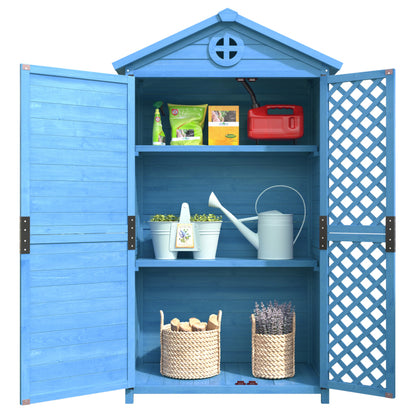 Outdoor Holz Gartenmöbel Aufbewahrungsschuppen, Werkzeughaus für Garten, Terrasse, verblassungsfrei, wetterfest, wartungsfrei, umweltfreundlich, sicher und geschützt, blau