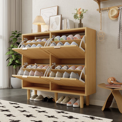 Schuhschrank mit 4 Klappschubladen, Schuhregal für Flur, Schlafzimmer, Wohnung,Holzmöbel, Landhausstil