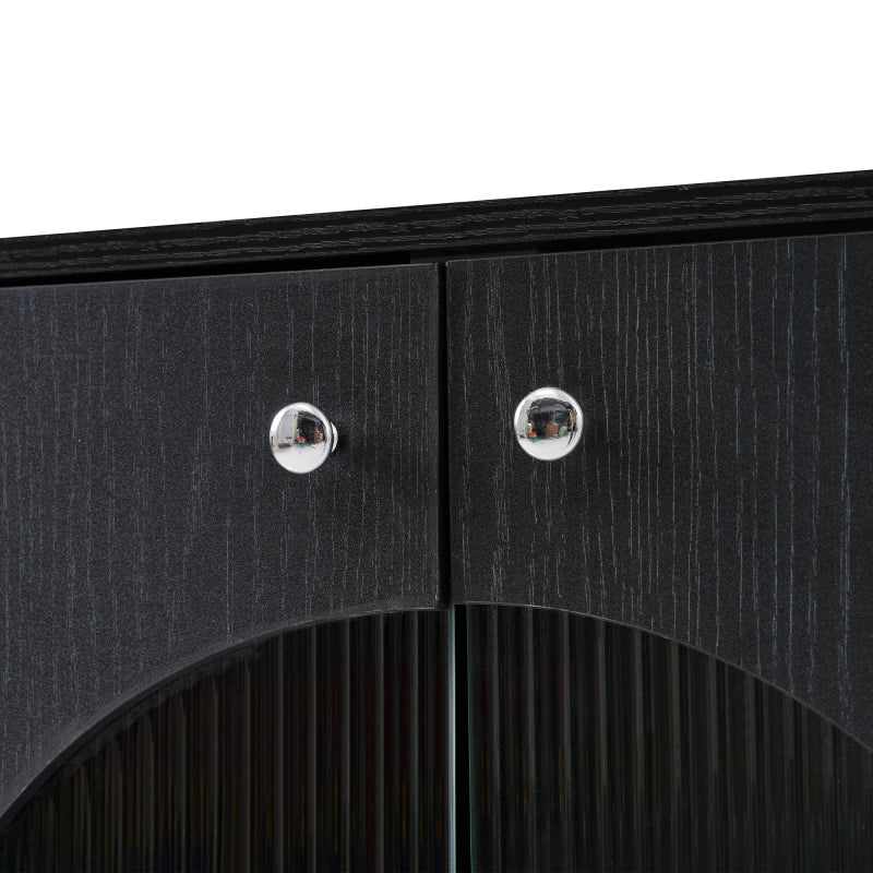Sideboard mit Glastüren aus Rattan, halbrunde Tür, hochwertige Aufbewahrungsmöbel