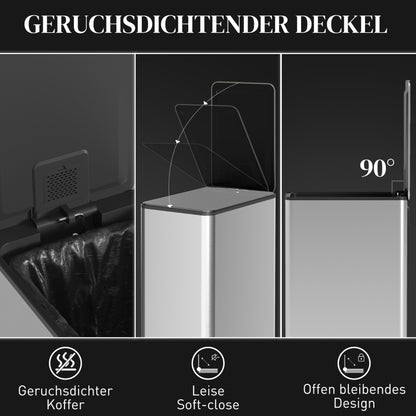 Mülleimer 20L Treteimer Edelstahl mit Deckel und Fußpedal, Kosmetikeimer mit Inneneimer für Wohnzimmer und Büro