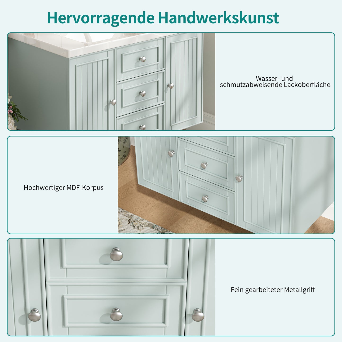Hängender Waschtisch, Moderner Stil,Badmöbel für Badezimmer, Grün
