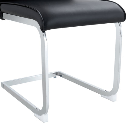 Elegantes Design im europäischen Stil: 4 bequeme Stühle in schwarzem PU-Material mit silbernen Metallbeinen