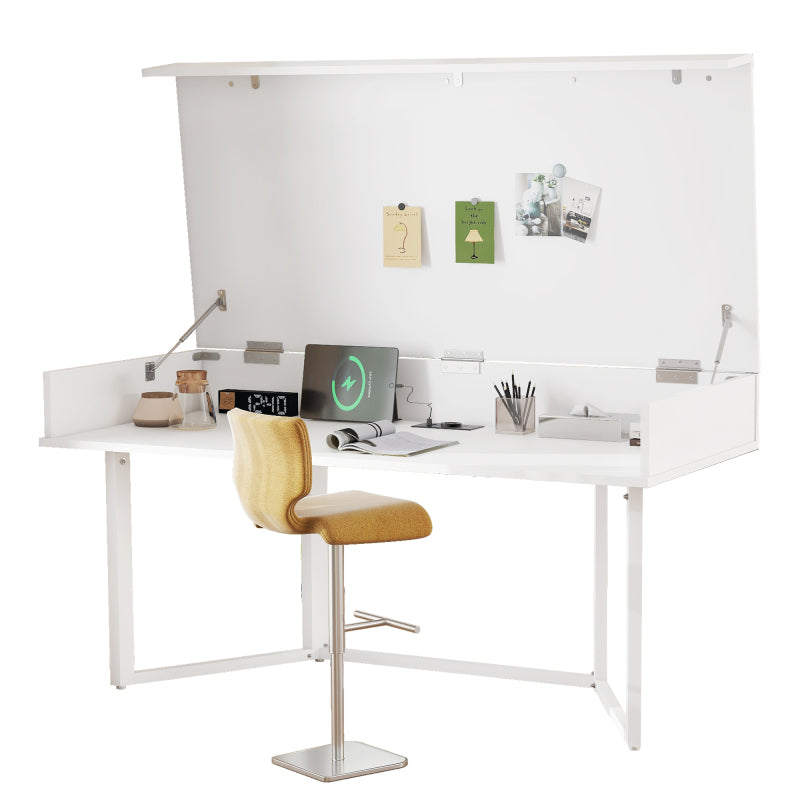 Faltbarer Schreibtisch – Multifunktional, klappbar, mit europäischen Steckdosen, Clamshell-Design zum Verstecken von Unordnung auf dem Schreibtisch