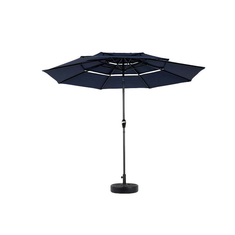 14.8 Ft Double Sided Outdoor Umbrella Rectangular Large with Crank (Navy Blue) (No Base)