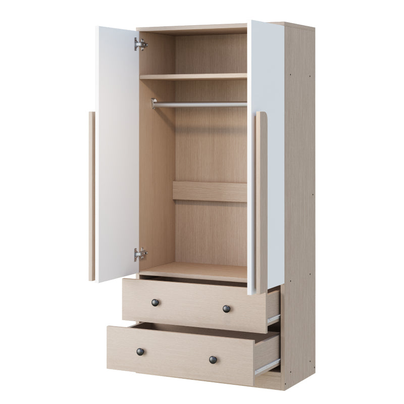 Kleiderschrank 70*40*170cm, Doppeltüren-Design, mit Schubladen und Ablagefächern, holzfarbe+weiß