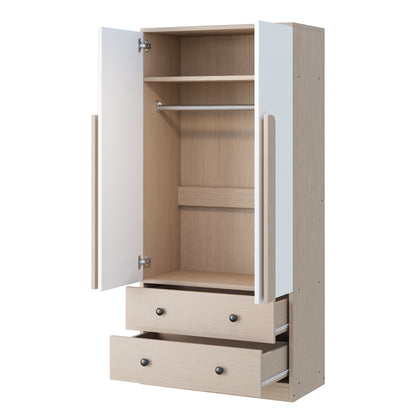 Kleiderschrank 70*40*170cm, Doppeltüren-Design, mit Schubladen und Ablagefächern, holzfarbe+weiß