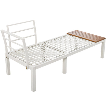 Garten-Loungesessel-Set, Gestell aus verzinktem Stahl, (2x Zweisitzer, 2x Beistelltische, 1x Tisch), Akazienholzplatte, Stoffbezug zur Bespannung der Rückenlehne, beige(previous sku:HW00005AAW)