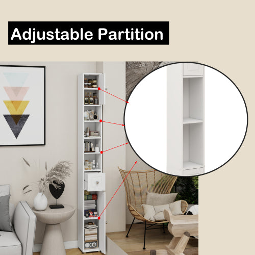 Badschrank Schmal Weiß 20x20cm, Nischenschrank 180 cm hoch