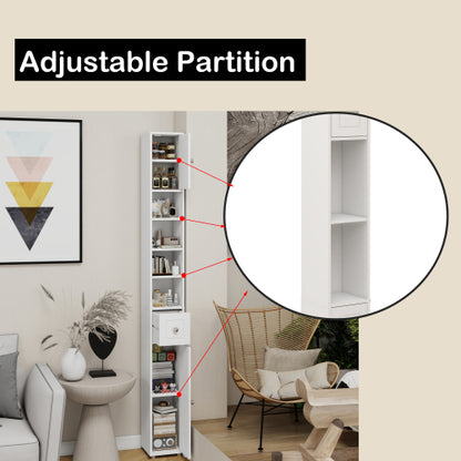 Badschrank Schmal Weiß 20x20cm, Nischenschrank 180 cm hoch