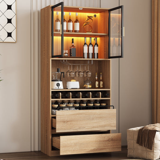 Badezimmerschrank,Spirituosenschrank,Vitrine Vitrinenschrank mit Glastüren und Beleuchtung 180 CM
