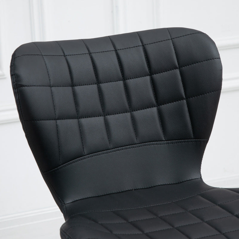 Barstuhl 2er-Set Retrodesign Höhenverstellbar 360° drehbar schwarzes Leder für Homeoffice