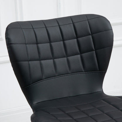 Barstuhl 2er-Set Retrodesign Höhenverstellbar 360° drehbar schwarzes Leder für Homeoffice