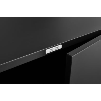 Metal Printer Stand with Storage Mobile Printer Tables for Small Spaces with Door Adjustable Shelf File Cabinet on Wheels for Home Office (Black)